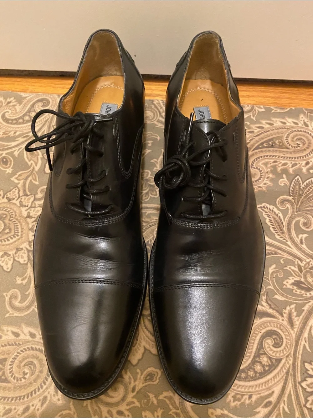 Johnston & Murphy Black Cap-Toe Derby Dress Shoes